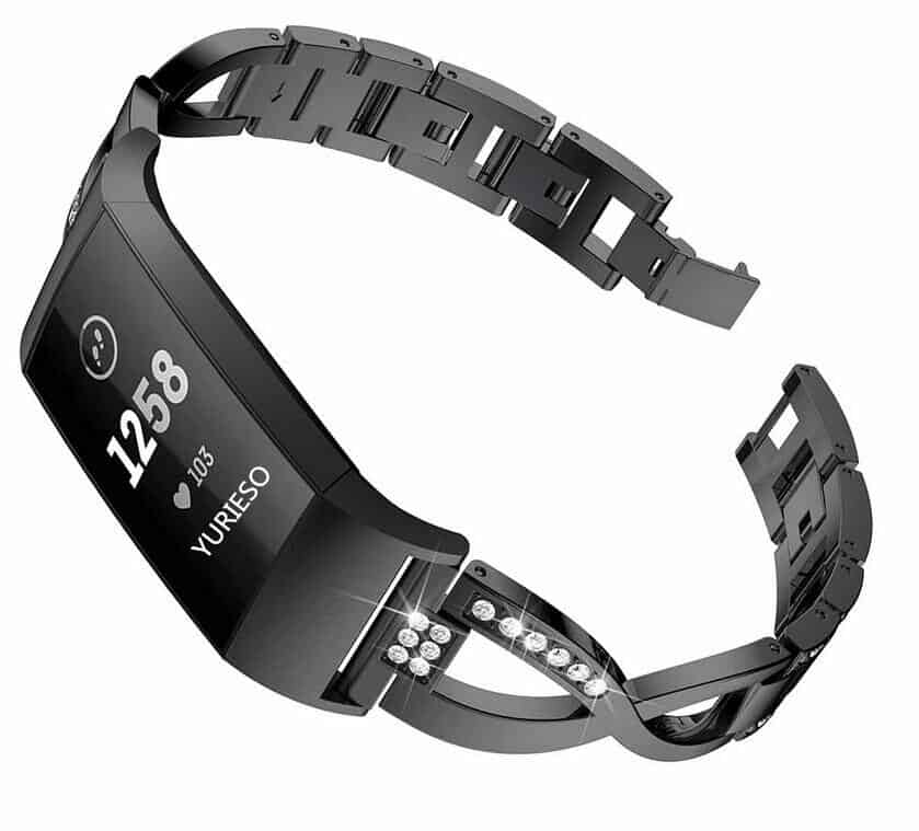 Curea bratara metalica Edman luxury pentru Fitbit Charge 3 Negru