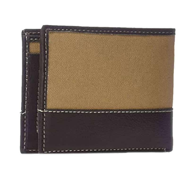 Set-portofel-pentru-barbati-Timberland-piele-textil-si-breloc-Canvas-Leather-Billfold-Maro-1