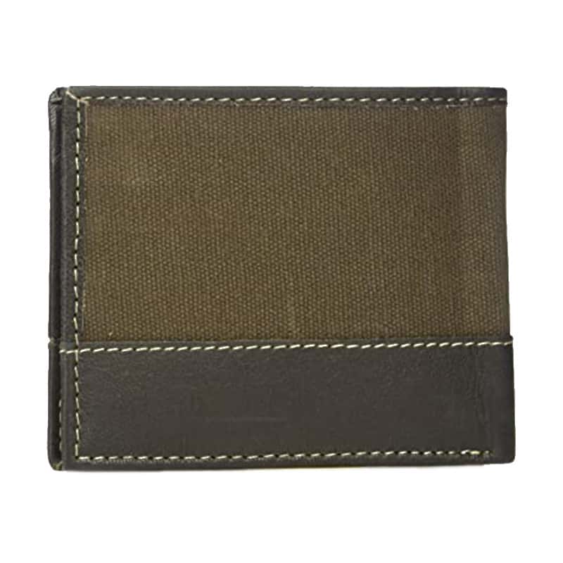 Set-portofel-pentru-barbati-Timberland-piele-textil-si-breloc-Canvas-Leather-Billfold-Maro-inchis-1