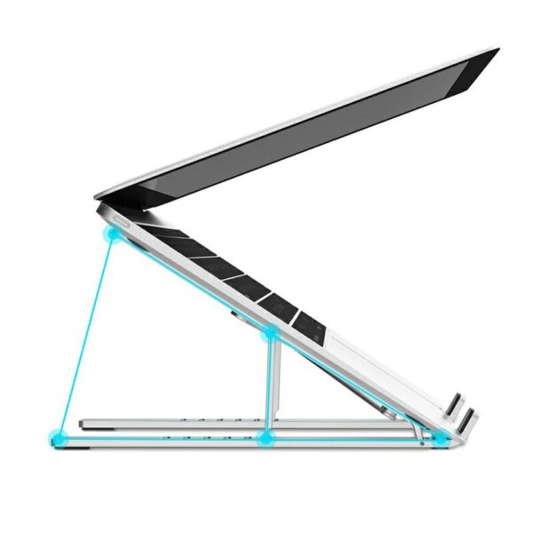 Suport-laptop-tableta-Edman-stand-pliabil-reglabil-universal-non-alunecos-aluminiu-argintiu
